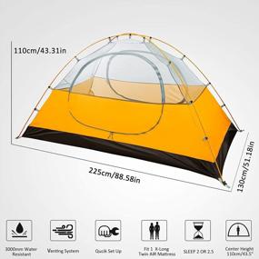 img 3 attached to Bessport Camping Tent: Easy Setup Lightweight Backpacking Tent For 3-4 Seasons, Waterproof & Windproof - Ideal For 2-4 Persons Hiking, Mountaineering And Travel Outdoor Adventures