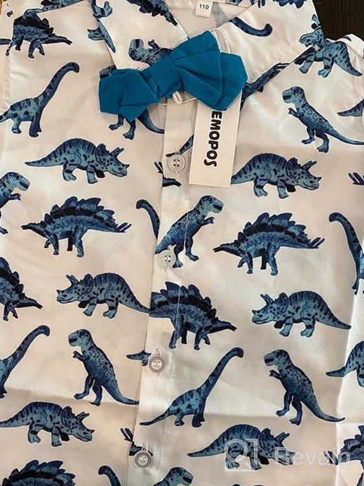 img 1 attached to 🦖 Hemopos Summer Sleeve Dinosaur Printed Gentleman Boys' Clothing: Tops, Tees & Shirts for Stylish Kids! review by Derek Jha