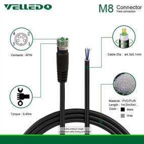 img 2 attached to M8 Connector Cable 4-Pin Female A-Coding 3M/10FT PVC Line Pre-Wired VELLEDQ Industrial