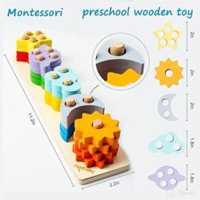 img 2 attached to 🔠 Symdiro Wooden Sorting & Stacking Montessori Toys for 1-3 Year Old Boys and Girls - Educational Shape Color Sorter for Baby Toddlers - Preschool Kids Gifts