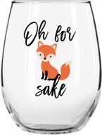 get a laugh with momstir oh for fox sakes wine glass - great gift for men and women logo