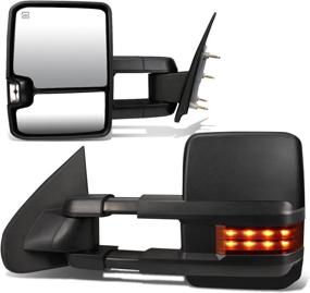 img 4 attached to 🚗 DNA Motoring TWM-016-T888-BK-AM Pair of Powered Heated Telescopic Towing Side Mirrors with Turn Signal for 2014-2017 Silverado 1500 and Sierra 1500