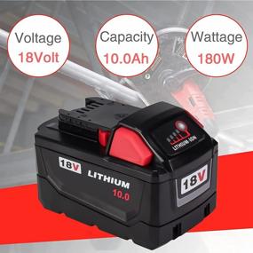 img 3 attached to 18V 10000MAh Replacement Battery For Milwaukee 18 Volt Power Tools - 48-11-1820, 48-11-1810, Etc.