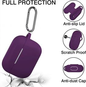 img 2 attached to AirPods Pro Case Protective Silicone Shockproof Cover Skin With Keychain - Compatible With Apple Airpod Pro 2019 Charging Case, Purple
