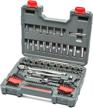complete 84-piece mechanics tool set with 1/4" & 3/8" drive, 6 & 12 point standard & deep sae/metric sizes by crescent - ctk84cmpn logo