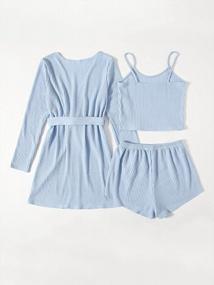img 3 attached to Luxurious 3-Piece Sleepwear Set For Women: SOLY HUX Cami Top, Shorts & Robe Cardigan