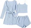 luxurious 3-piece sleepwear set for women: soly hux cami top, shorts & robe cardigan logo