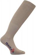 travelsox ts1000 flight travel socks with patented graduated compression, khaki color, small unisex size. logo