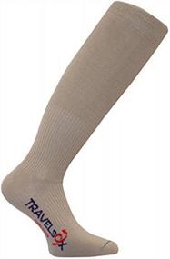img 3 attached to Travelsox TS1000 Flight Travel Socks With Patented Graduated Compression, Khaki Color, Small Unisex Size.