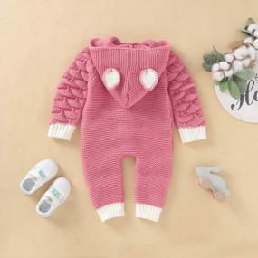 img 2 attached to JunNeng Baby Girl Boy Hooded Sweater Romper Jumpsuit,Newborn Toddler Cute Knit One Piece Warm Outfit