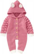 junneng baby girl boy hooded sweater romper jumpsuit,newborn toddler cute knit one piece warm outfit logo