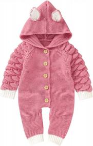 img 4 attached to JunNeng Baby Girl Boy Hooded Sweater Romper Jumpsuit,Newborn Toddler Cute Knit One Piece Warm Outfit