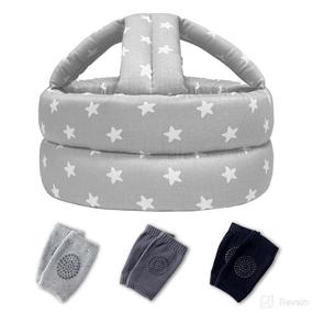img 4 attached to Grey Huifen Baby Helmet for Crawling and Walking, Infant Helmet with Knee Pads, Soft Baby Head Cushion Bumper Bonnet for Learning to Walk