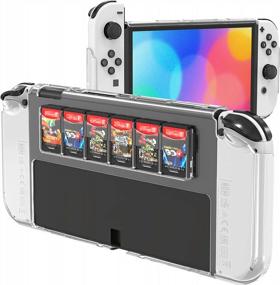 img 4 attached to Прозрачный жесткий чехол для ПК для Nintendo Switch OLED-модель со встроенным хранилищем игровых карт - Максимальная защита и легкий доступ для OLED-модели Switch
