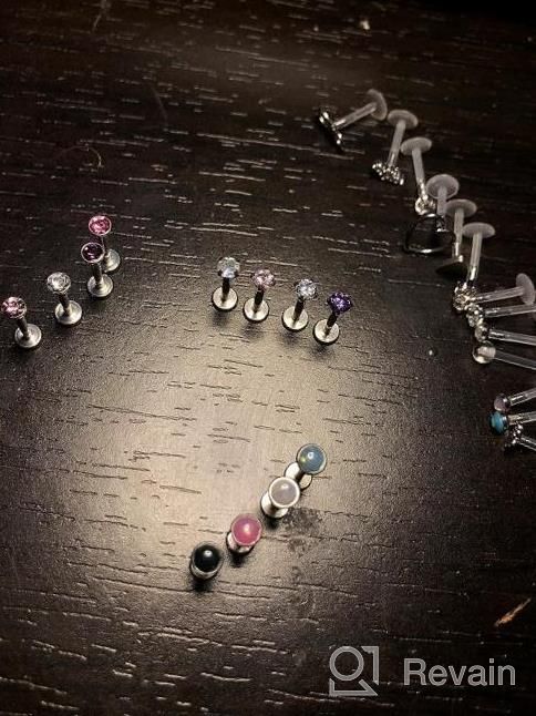 img 1 attached to 16G Stainless Steel Lip Rings: Labret, Monroe, Medusa & More For Women & Men! review by Brittany Archuleta