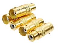 set of 5 rca female to bnc female coax adapters with gold plated connectors - 75ohm compatible - av-a00g-5 by cablesonline logo