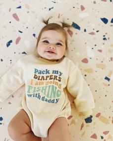 img 3 attached to Fishing With Daddy Romper: Unisex Long Sleeve Sweatshirt For Baby Boys And Girls, Perfect Fall Outfit