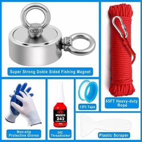 img 3 attached to 750Lbs Pulling Force Neodymium Magnet Fishing Kit - MIKEDE Strong Double Sided Magnets, 66Ft Nylon Rope & 2.4Inch Diameter Rare Earth Magnet For Magnetic Fishing And River Lake Hunting.