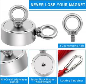 img 1 attached to 750Lbs Pulling Force Neodymium Magnet Fishing Kit - MIKEDE Strong Double Sided Magnets, 66Ft Nylon Rope & 2.4Inch Diameter Rare Earth Magnet For Magnetic Fishing And River Lake Hunting.