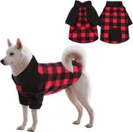 🐶 esoem dog pullover coat: plaid fleece jacket with long sleeves and pocket for cats - ideal sweater for small, medium, and large pets in spring, autumn, and winter логотип