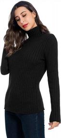 img 2 attached to AUQCO Womens Turtleneck Sweaters Long Sleeve Casual Ribbed Knit Pullover Sweater Tops Black