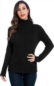 img 4 attached to AUQCO Womens Turtleneck Sweaters Long Sleeve Casual Ribbed Knit Pullover Sweater Tops Black