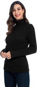 img 1 attached to AUQCO Womens Turtleneck Sweaters Long Sleeve Casual Ribbed Knit Pullover Sweater Tops Black