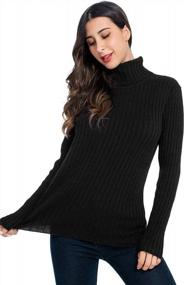 img 3 attached to AUQCO Womens Turtleneck Sweaters Long Sleeve Casual Ribbed Knit Pullover Sweater Tops Black