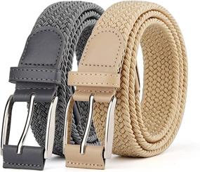 img 4 attached to Pieces Braided Elastic Stretch Canvas Men's Accessories ... Belts