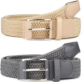 img 2 attached to Pieces Braided Elastic Stretch Canvas Men's Accessories ... Belts