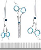professional pet grooming scissors kit with comb, heavy-duty titanium stainless steel blades, straight and curved scissors, thinning shears for dogs and cats - maxshop logo
