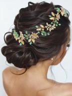 gold flower crystal hair vine headband for bride: perfect bridal hair accessory logo