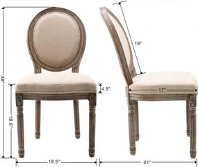 img 2 attached to Set Of 4 Guyou French Dining Chairs - Elegant, Upholstered Round Back Kitchen Chairs With Distressed Wood Frame, Ideal For Living Room, Restaurant, And More. (Dark Beige Fabric)
