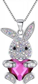 img 4 attached to Sparkling Silver Bunny Heart Necklace With Austrian Crystals For Women By EleQueen