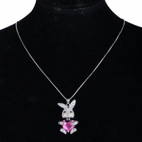 img 2 attached to Sparkling Silver Bunny Heart Necklace With Austrian Crystals For Women By EleQueen