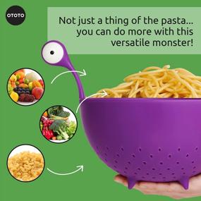 img 1 attached to OTOTO Spaghetti Monster - многоцелевое кухонное сито и дуршлаг для слива макарон и овощей - не содержит бисфенола А и легко моется - фиолетовый