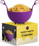 ototo spaghetti monster - многоцелевое кухонное сито и дуршлаг для слива макарон и овощей - не содержит бисфенола а и легко моется - фиолетовый логотип