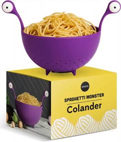img 4 attached to OTOTO Spaghetti Monster - многоцелевое кухонное сито и дуршлаг для слива макарон и овощей - не содержит бисфенола А и легко моется - фиолетовый