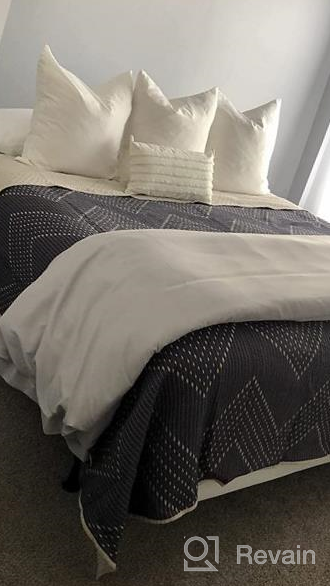 img 1 attached to Grey Chevron Quilt Set - Breathable Cotton Reversible Coverlet, Full/Queen Size, All Season Bedding Layer For Winter By INK+IVY. review by Lamar Hopkins