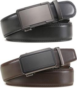 img 3 attached to Leather Ratchet Click Buckle Adjustable Men's Accessories best in Belts