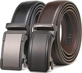 img 4 attached to Leather Ratchet Click Buckle Adjustable Men's Accessories best in Belts