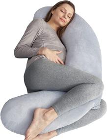 img 4 attached to 🤰 RUKOY Pregnancy Pillow: Ultimate Side Sleeping Support for Pregnancy, Full Body Comfort with Upgraded Velvet Pillowcase