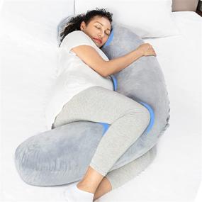 img 1 attached to 🤰 RUKOY Pregnancy Pillow: Ultimate Side Sleeping Support for Pregnancy, Full Body Comfort with Upgraded Velvet Pillowcase