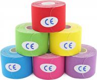 mueuss precut kinesiology tape elastic hypoallergenic sports tape waterproof physio tape for pain relief, muscle & joint support (6rolls mixcolora) logo