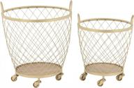 deco 79 modern gold metal wedge storage cart set of 2, 15" and 21" height logo