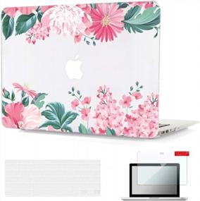 img 4 attached to Fashionable MacBook Air 13In Case A1466/A1369 2010-2017 W/ Hard Shell, Keyboard Cover Skin & Screen Protector - Pink Flower (Se7Enline)