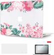 fashionable macbook air 13in case a1466/a1369 2010-2017 w/ hard shell, keyboard cover skin & screen protector - pink flower (se7enline) logo