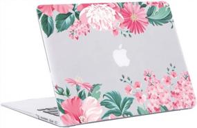 img 1 attached to Fashionable MacBook Air 13In Case A1466/A1369 2010-2017 W/ Hard Shell, Keyboard Cover Skin & Screen Protector - Pink Flower (Se7Enline)