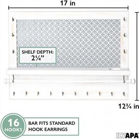 img 3 attached to Organize Your Jewelry In Style With A Rustic White Wall Mounted Organizer Featuring A Shelf, Bracelet Rod And 16 Antique Brass Hooks - 17 X 12.75 Inch
