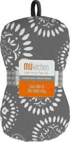 img 2 attached to MUkitchen Microfiber Sponge Scrubber, Medallion Gray - Durable and Effective